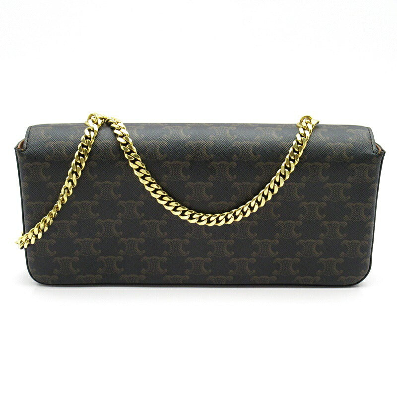 Celine Triomphe Chain Shoulder Bag 197412DQW.04LU Leather Women's Other Bag Tan