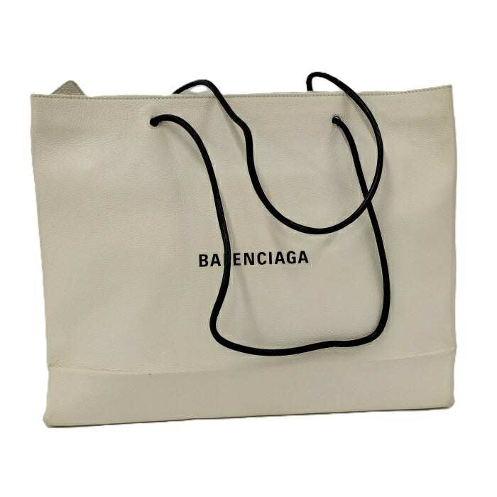 BALENCIAGA Shopping Tote Bag Leather Ivory 528654 [Used]