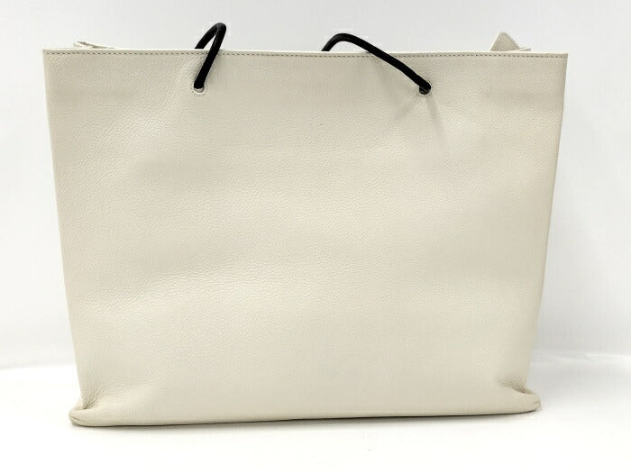 BALENCIAGA Shopping Tote Bag Leather Ivory 528654 [Used]