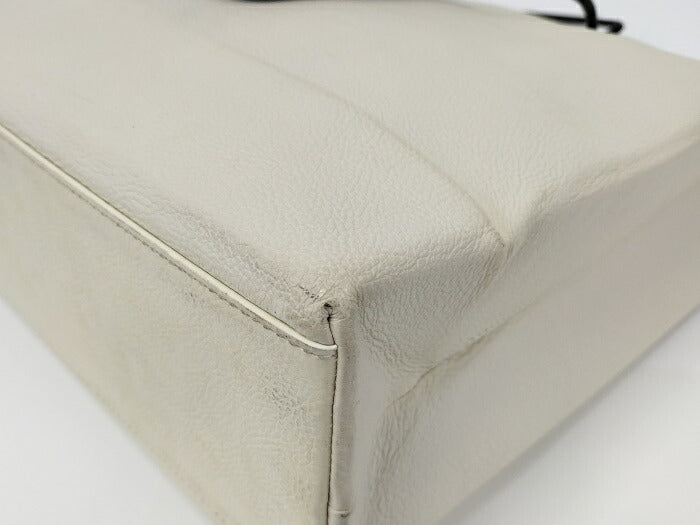 BALENCIAGA Shopping Tote Bag Leather Ivory 528654 [Used]