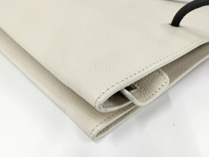 BALENCIAGA Shopping Tote Bag Leather Ivory 528654 [Used]