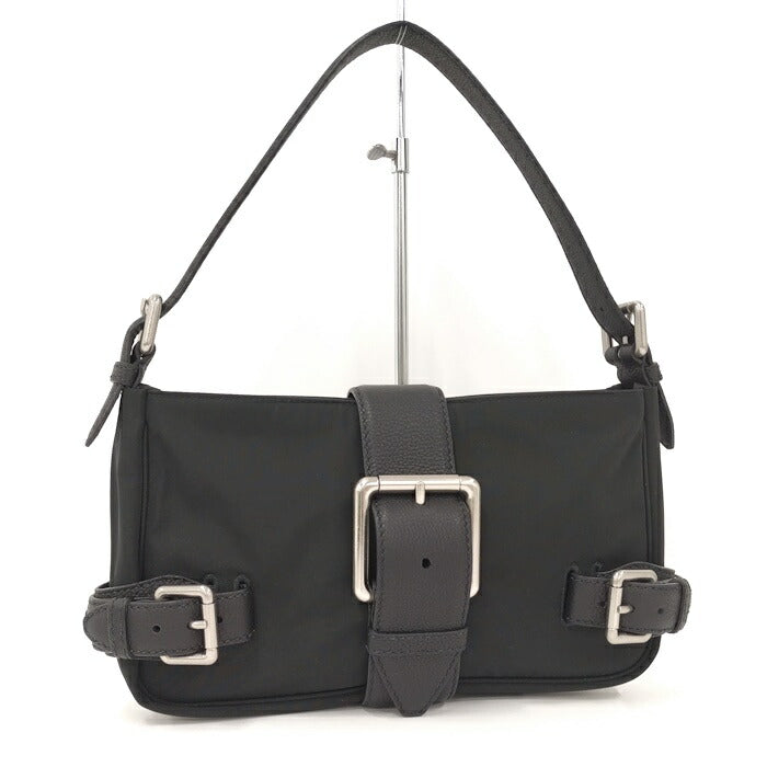 [Used] BOTTEGA VENETA flap buckle bag handbag nylon black 691409