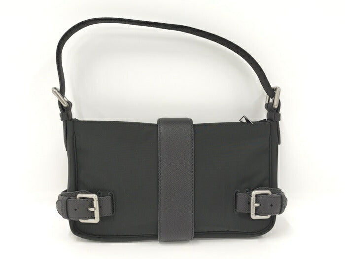 [Used] BOTTEGA VENETA flap buckle bag handbag nylon black 691409