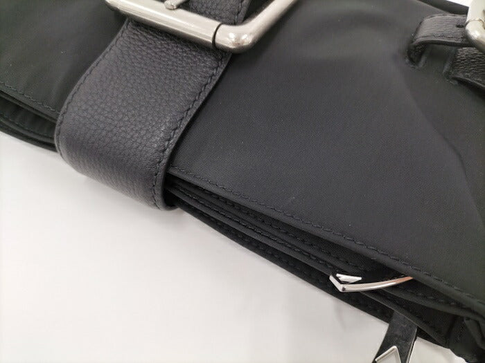 [Used] BOTTEGA VENETA flap buckle bag handbag nylon black 691409