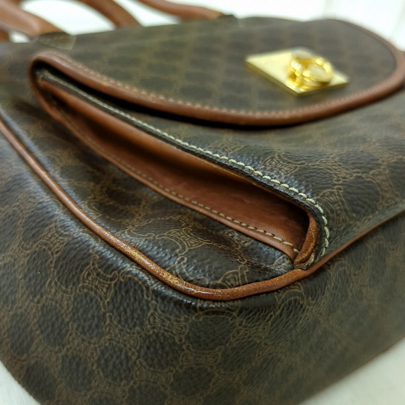 CELINE Macadam pattern handbag PVC brown Italian made women's [used] C rank