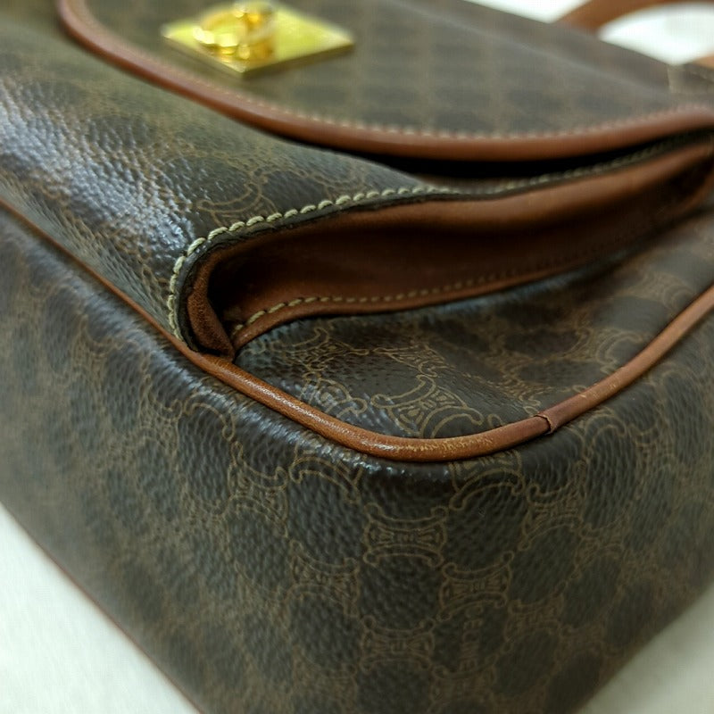 CELINE Macadam pattern handbag PVC brown Italian made women's [used] C rank