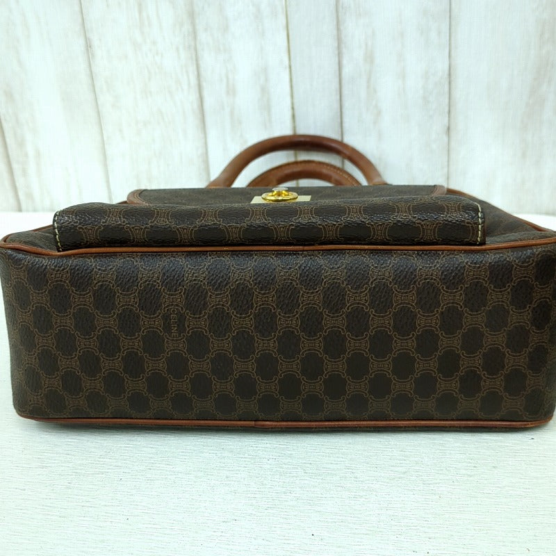 CELINE Macadam pattern handbag PVC brown Italian made women's [used] C rank