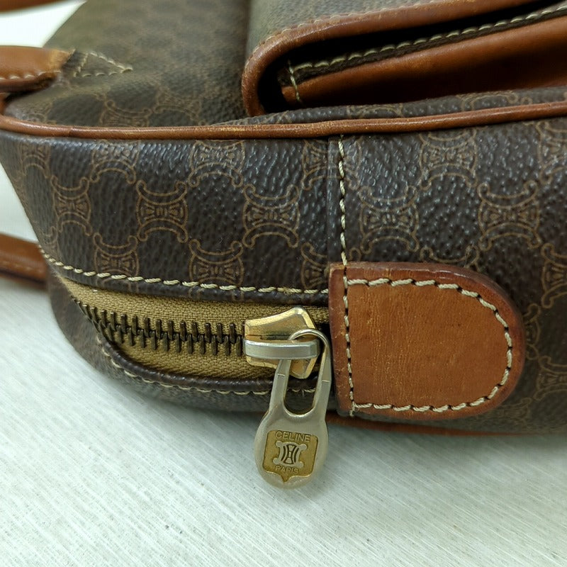 CELINE Macadam pattern handbag PVC brown Italian made women's [used] C rank