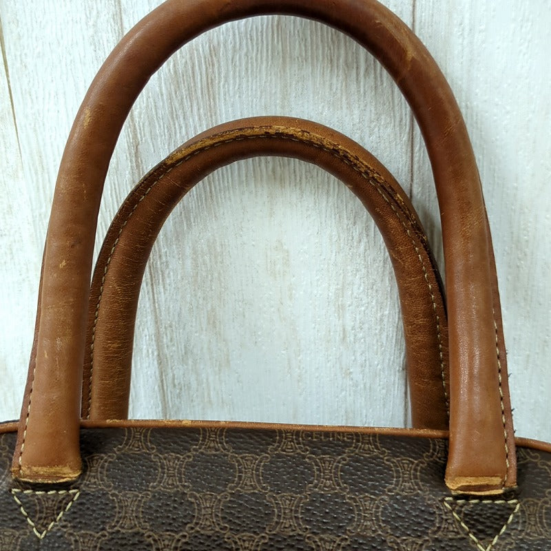 CELINE Macadam pattern handbag PVC brown Italian made women's [used] C rank