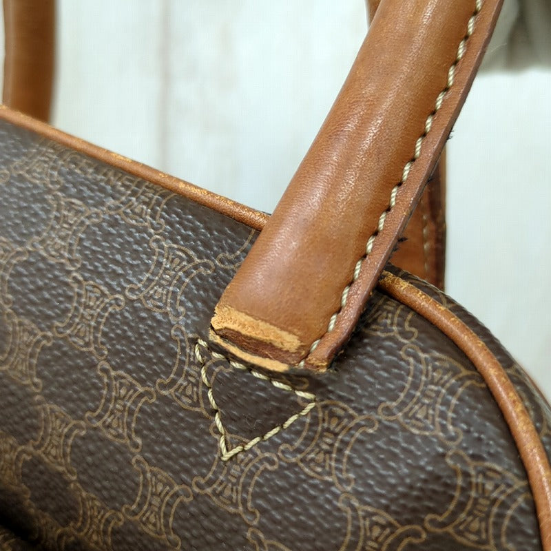 CELINE Macadam pattern handbag PVC brown Italian made women's [used] C rank