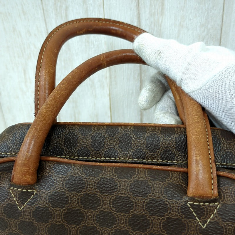 CELINE Macadam pattern handbag PVC brown Italian made women's [used] C rank
