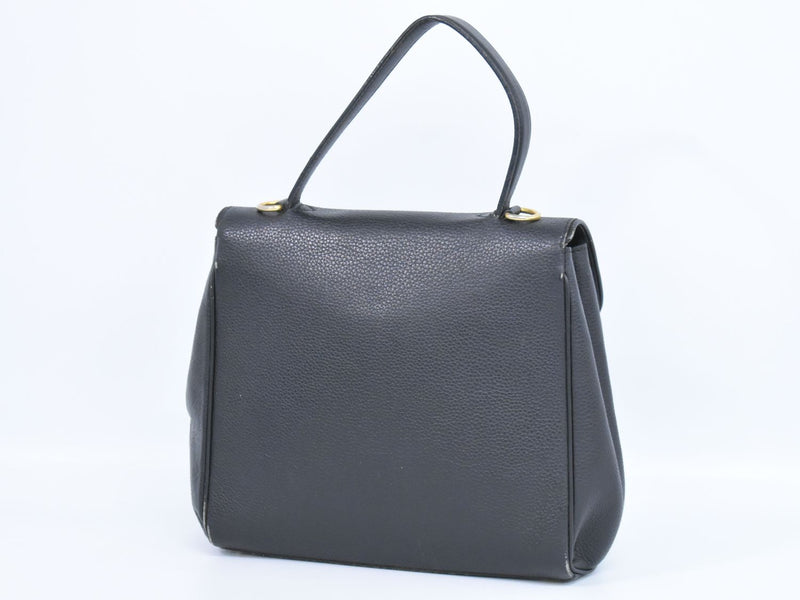 Genuine CELINE Leather Handbag Black Bag Used