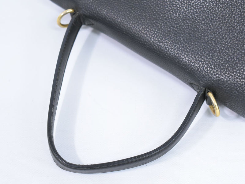 Genuine CELINE Leather Handbag Black Bag Used