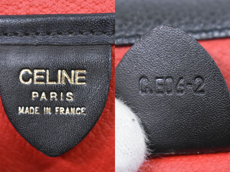 Genuine CELINE Leather Handbag Black Bag Used