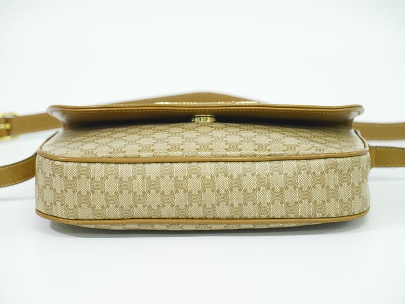Authentic CELINE Macadam Shoulder Bag Pochette PVC Beige Macadam Bag Used