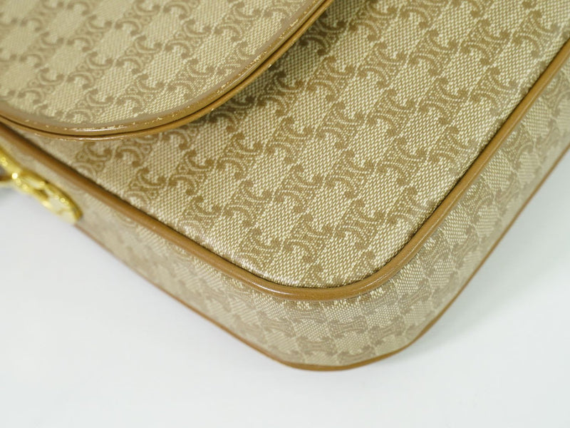 Authentic CELINE Macadam Shoulder Bag Pochette PVC Beige Macadam Bag Used