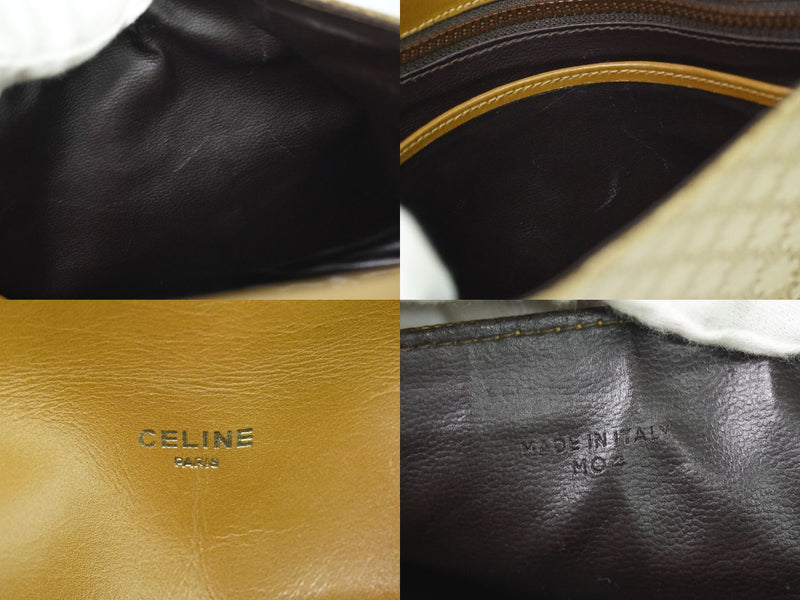 Authentic CELINE Macadam Shoulder Bag Pochette PVC Beige Macadam Bag Used