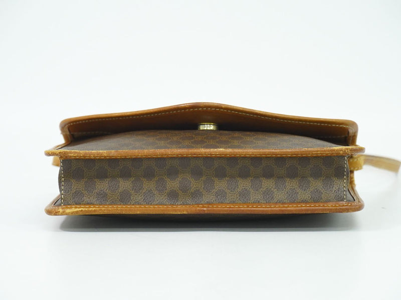 Authentic CELINE Macadam Shoulder Bag Pochette PVC Brown Macadam Bag Used