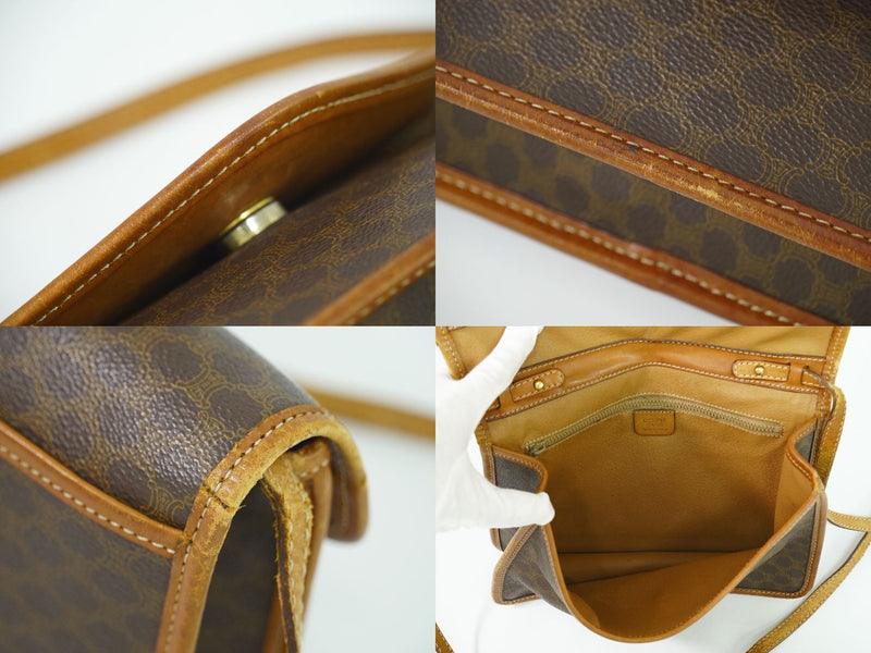 Authentic CELINE Macadam Shoulder Bag Pochette PVC Brown Macadam Bag Used