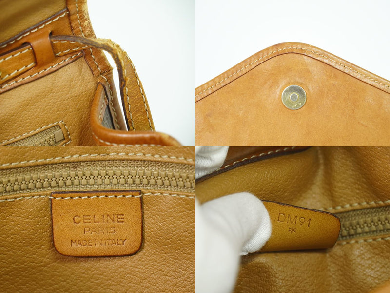 Authentic CELINE Macadam Shoulder Bag Pochette PVC Brown Macadam Bag Used