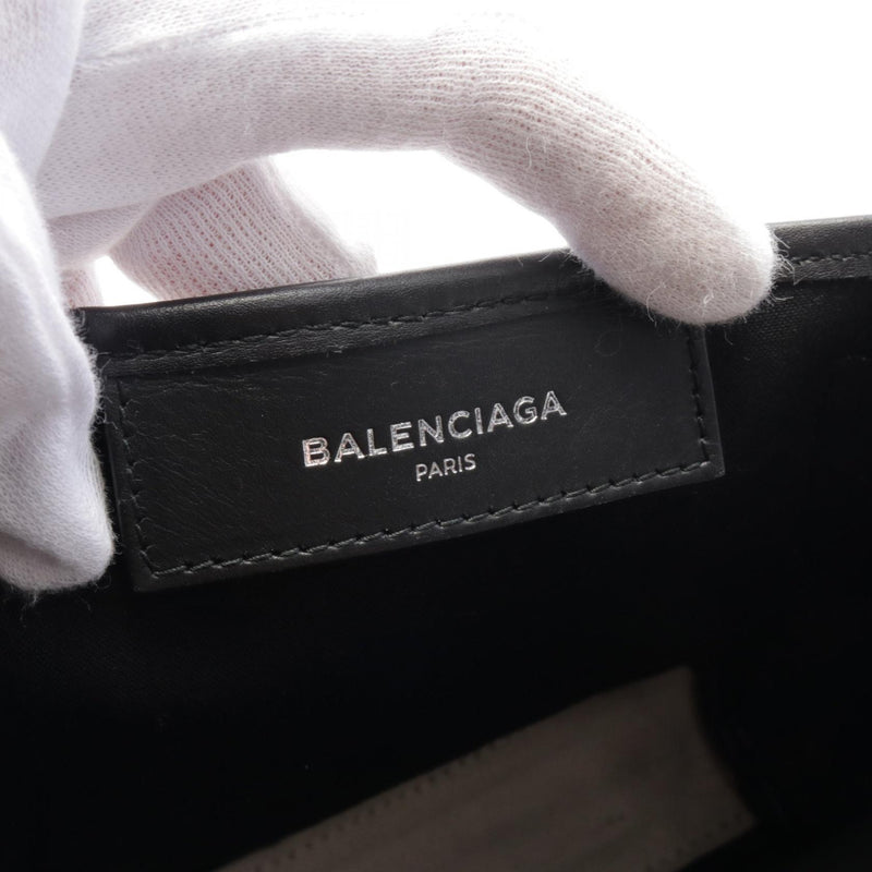 Balenciaga NAVY CABAS XS Navy Birch Tote Bag Bag Canvas Leather Women's Ivory /