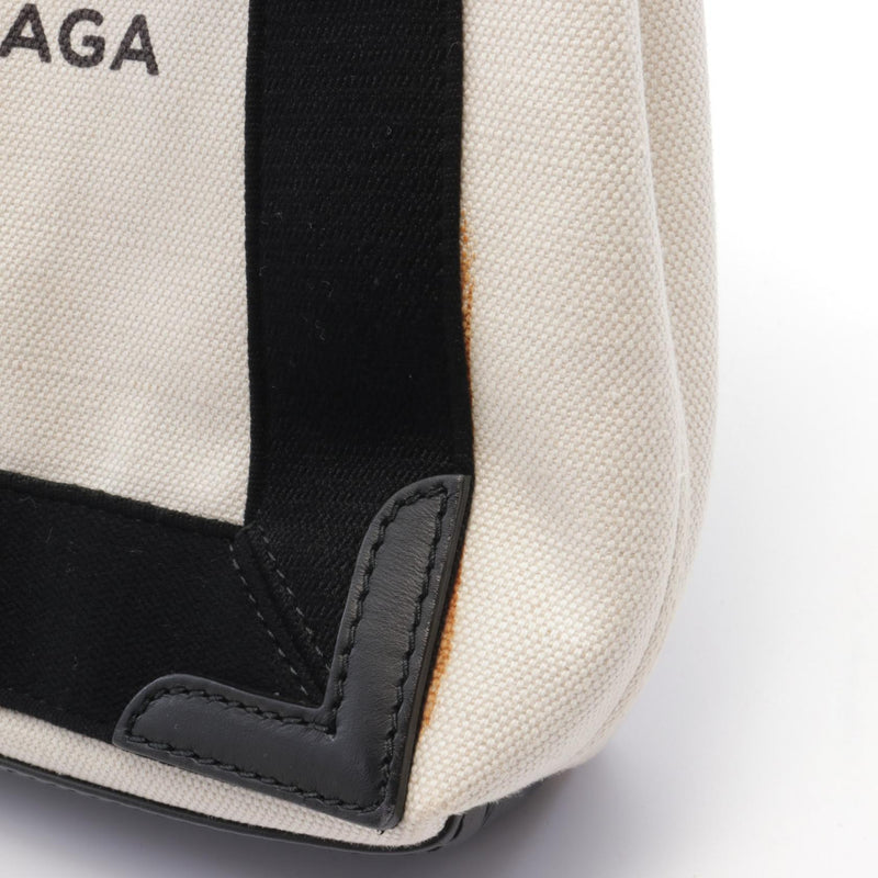 Balenciaga NAVY CABAS XS Navy Birch Tote Bag Bag Canvas Leather Women's Ivory /