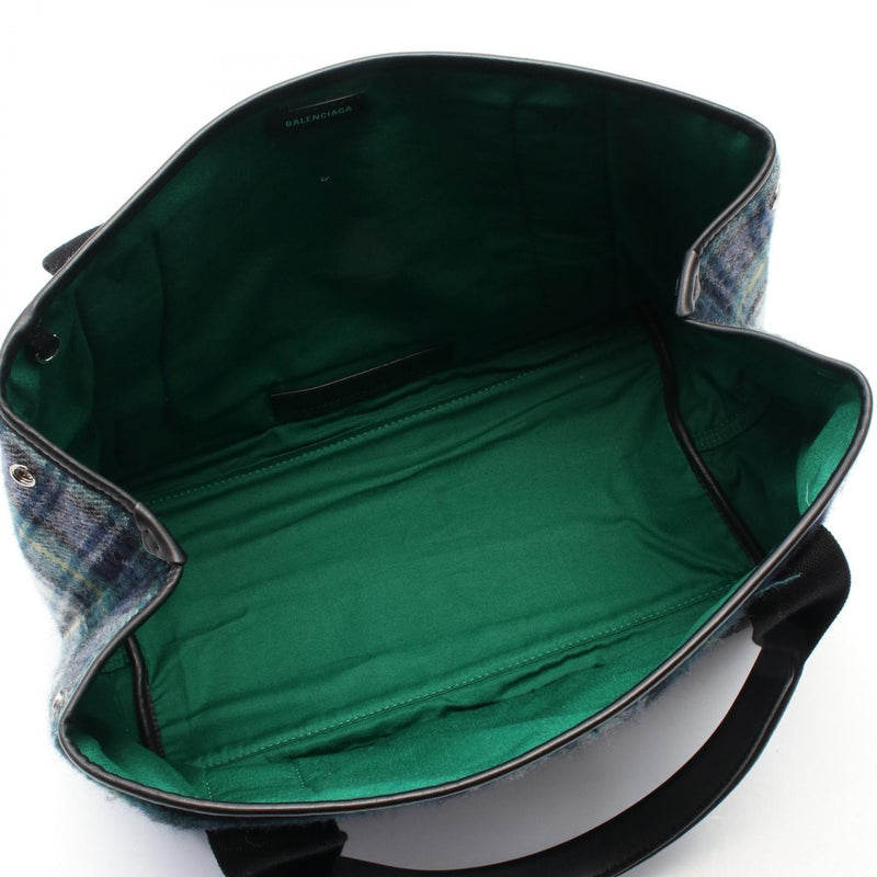 Balenciaga NAVY CABAS S Navy Birch Tote Bag Bag Wool Leather Green / Black /