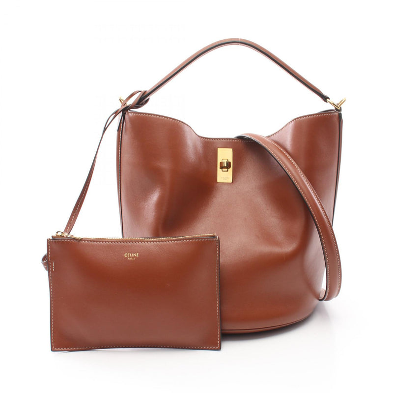 CELINE Bucket 16 Saize Handbag Bag Leather Brown 195573CR [Used]