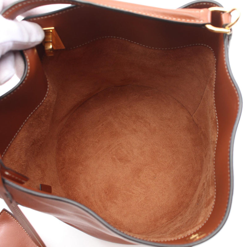 CELINE Bucket 16 Saize Handbag Bag Leather Brown 195573CR [Used]