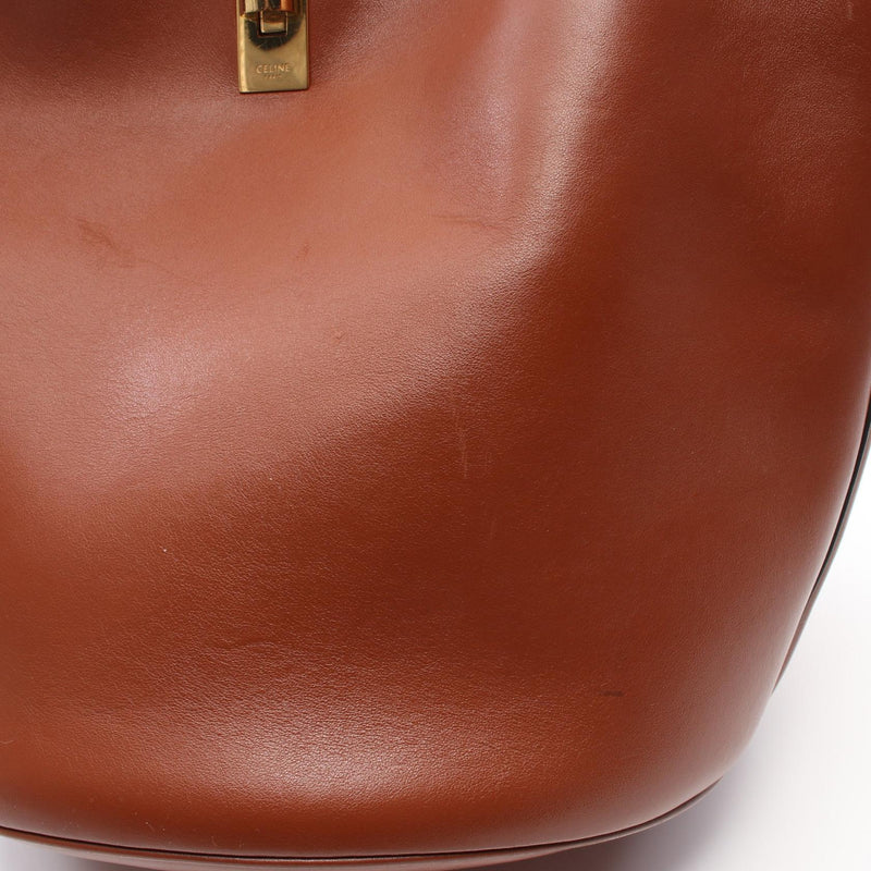 CELINE Bucket 16 Saize Handbag Bag Leather Brown 195573CR [Used]