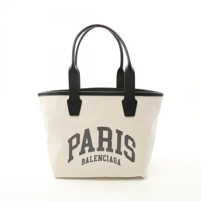 Balenciaga Cities Paris Jumbo Tote Bag Bag Canvas Leather Women's White / Black