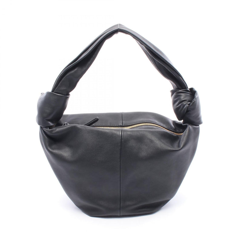 BOTTEGA VENETA Double Knot Top Handle Handbag Leather Black 629635 [Used]