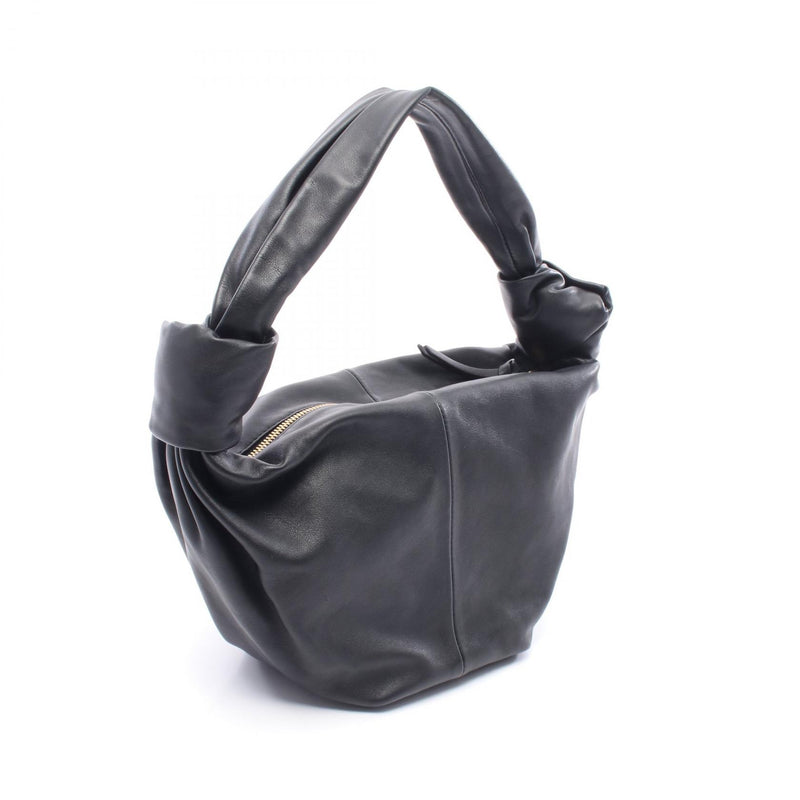 BOTTEGA VENETA Double Knot Top Handle Handbag Leather Black 629635 [Used]