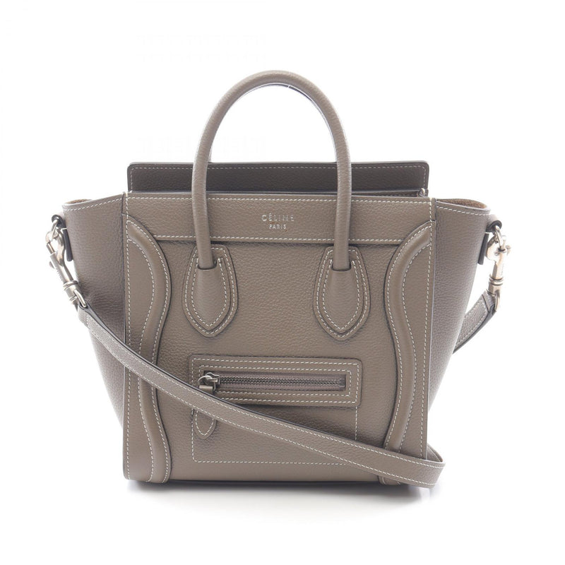 CELINE luggage nano shopper handbag bag leather brown [used]