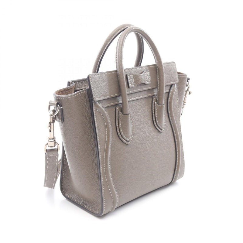 CELINE luggage nano shopper handbag bag leather brown [used]
