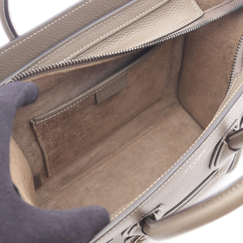 CELINE luggage nano shopper handbag bag leather brown [used]