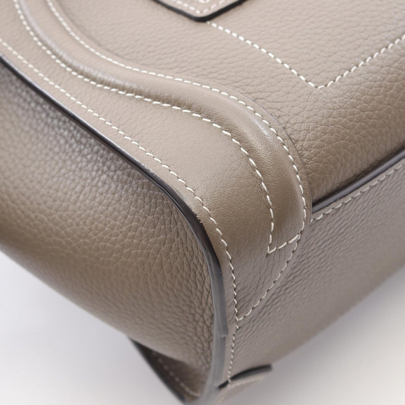 CELINE luggage nano shopper handbag bag leather brown [used]