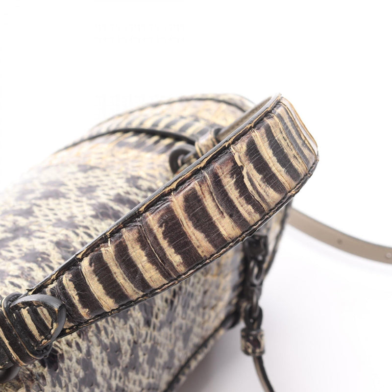 BOTTEGA VENETA Handbag Bag Exotic Leather Beige / Black [Used]