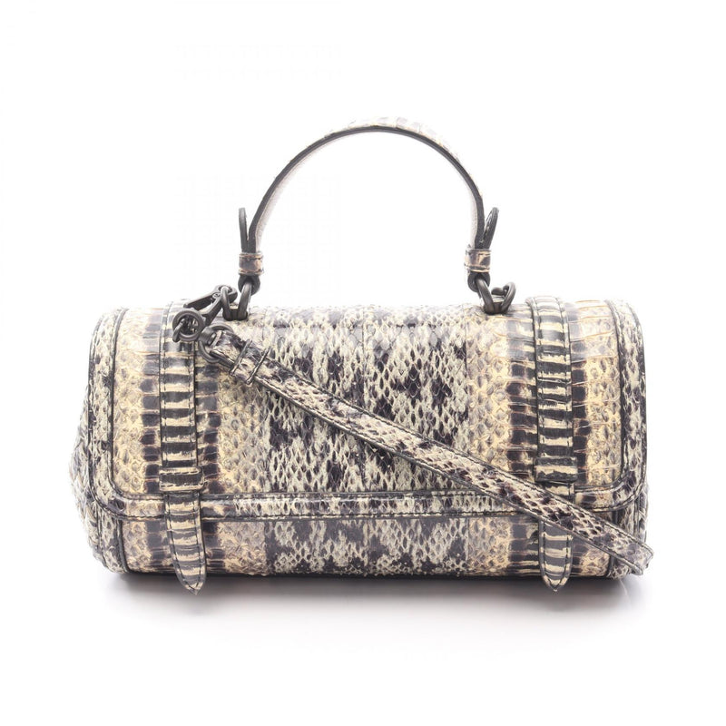 BOTTEGA VENETA Handbag Bag Exotic Leather Beige / Black [Used]