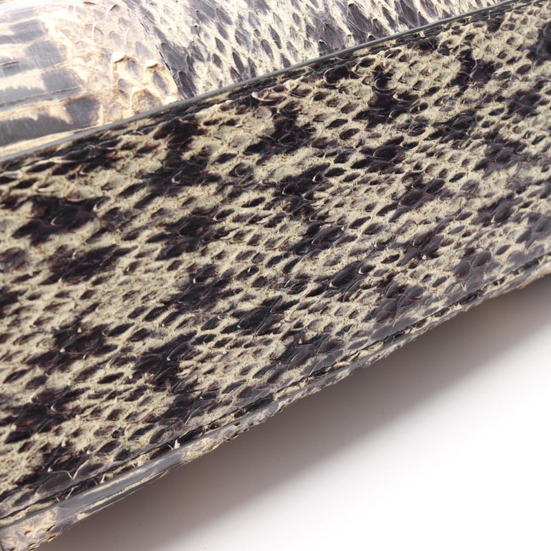 BOTTEGA VENETA Handbag Bag Exotic Leather Beige / Black [Used]