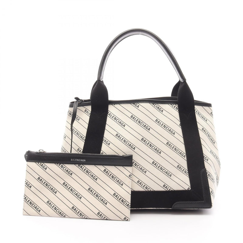 Balenciaga NAVY CABAS S Navy Birch Tote Bag Bag Canvas Women's Black / White