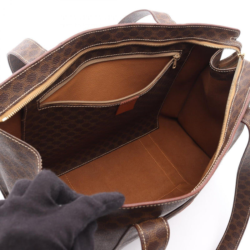 CELINE Macadam Tote Bag Bag PVC Coated Canvas Brown [Used]