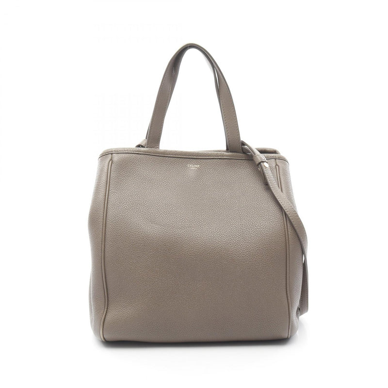 CELINE Small folded cob tote bag bag leather beige 194073 [Used]