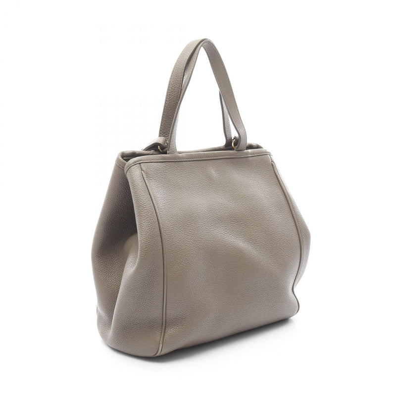 CELINE Small folded cob tote bag bag leather beige 194073 [Used]