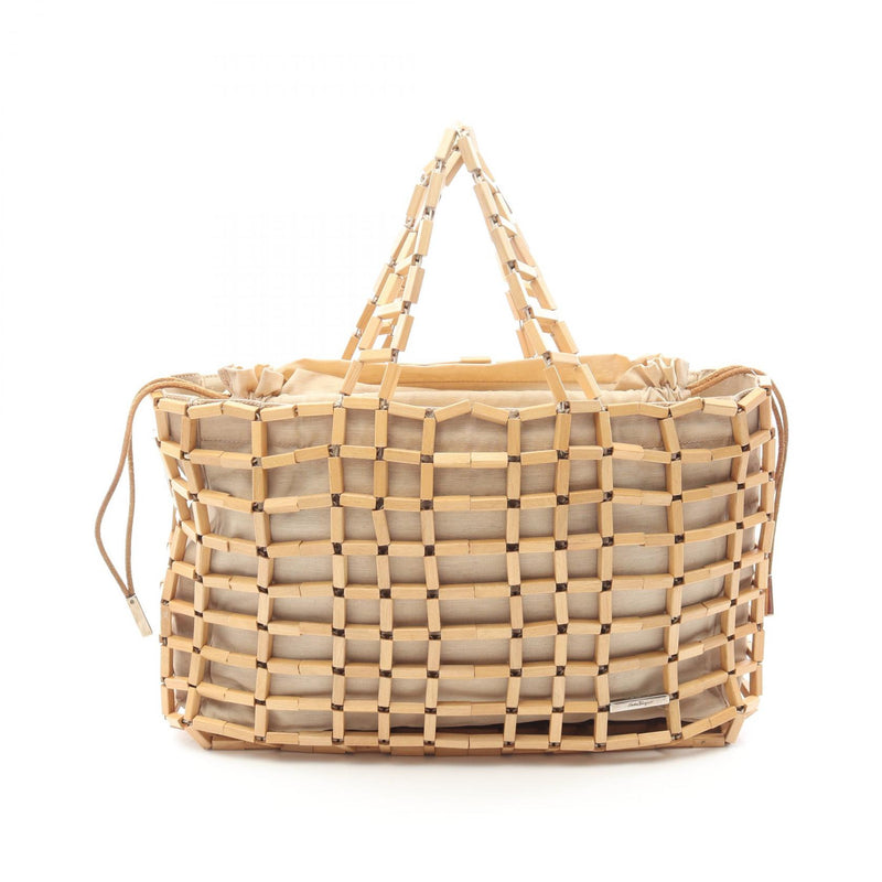 [20% OFF coupon eligible] Salvatore Ferragamo Wood Mesh Drawstring Handbag Bag