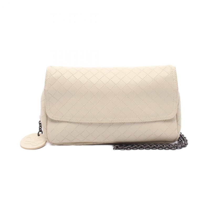 BOTTEGA VENETA Intrecci Omierage Shoulder Bag Leather Women's Ivory [Used]
