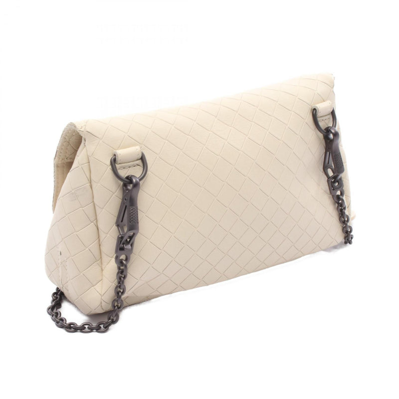 BOTTEGA VENETA Intrecci Omierage Shoulder Bag Leather Women's Ivory [Used]