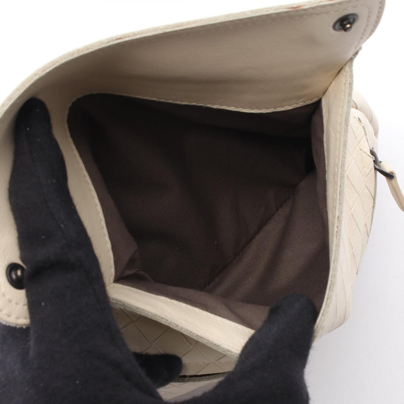 BOTTEGA VENETA Intrecci Omierage Shoulder Bag Leather Ivory [Used]