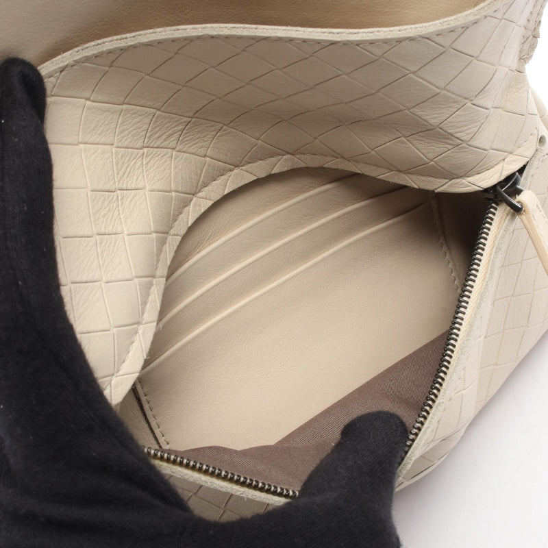 BOTTEGA VENETA Intrecci Omierage Shoulder Bag Leather Women's Ivory [Used]