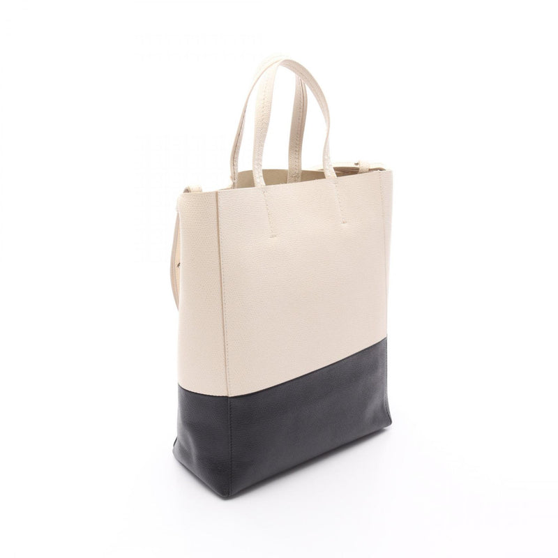 CELINE Vertical Small Birch Tote Bag Leather White / Black [Used]